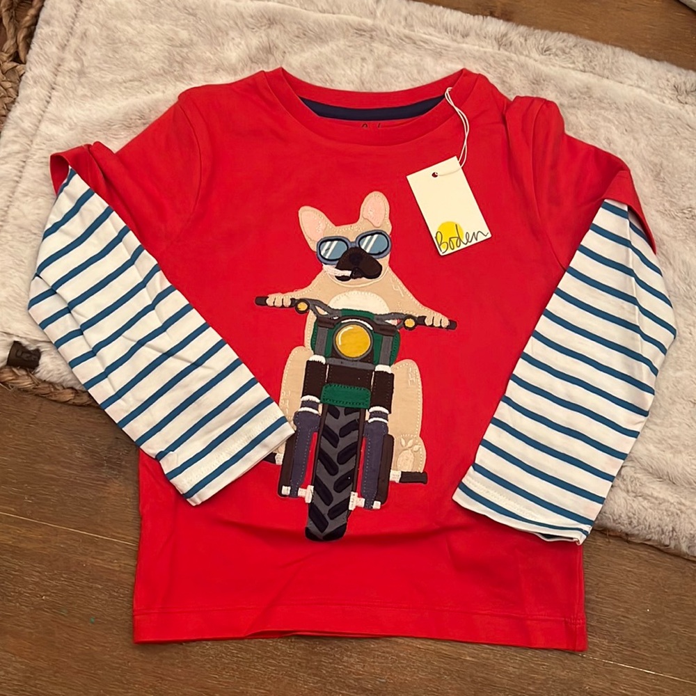 Brand New mini boden long sleeve play graphic top
